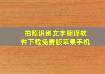 拍照识别文字翻译软件下载免费版苹果手机