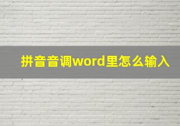 拼音音调word里怎么输入