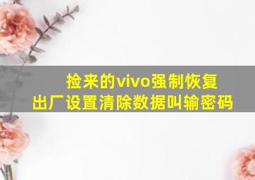 捡来的vivo强制恢复出厂设置清除数据叫输密码