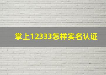 掌上12333怎样实名认证