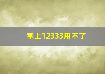 掌上12333用不了