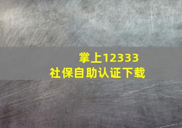 掌上12333社保自助认证下载