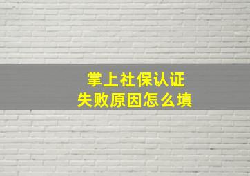 掌上社保认证失败原因怎么填