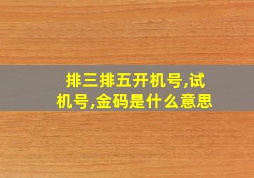 排三排五开机号,试机号,金码是什么意思