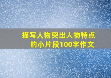 描写人物突出人物特点的小片段100字作文