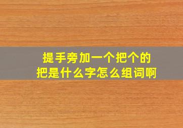 提手旁加一个把个的把是什么字怎么组词啊