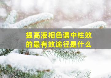 提高液相色谱中柱效的最有效途径是什么