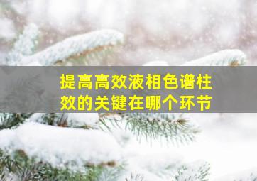 提高高效液相色谱柱效的关键在哪个环节