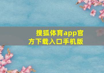 搜狐体育app官方下载入口手机版