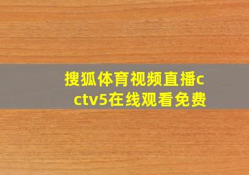 搜狐体育视频直播cctv5在线观看免费