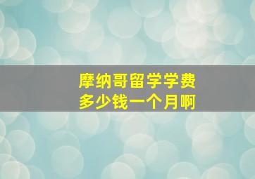 摩纳哥留学学费多少钱一个月啊