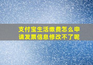 支付宝生活缴费怎么申请发票信息修改不了呢