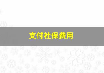 支付社保费用