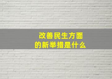 改善民生方面的新举措是什么