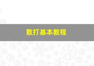 散打基本教程