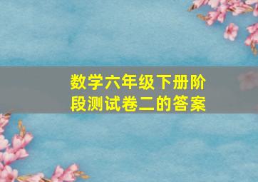 数学六年级下册阶段测试卷二的答案