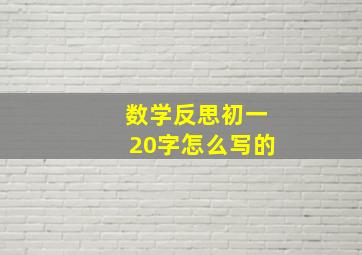 数学反思初一20字怎么写的