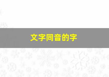 文字同音的字