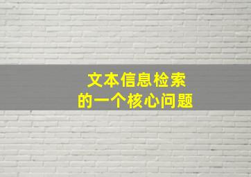 文本信息检索的一个核心问题