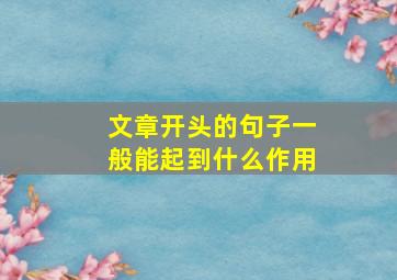 文章开头的句子一般能起到什么作用