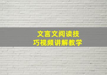 文言文阅读技巧视频讲解教学