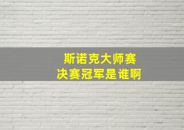 斯诺克大师赛决赛冠军是谁啊