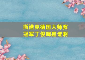 斯诺克德国大师赛冠军丁俊晖是谁啊