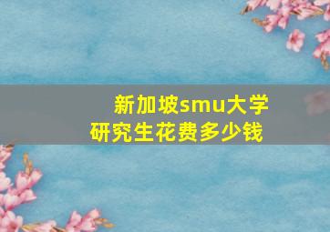 新加坡smu大学研究生花费多少钱