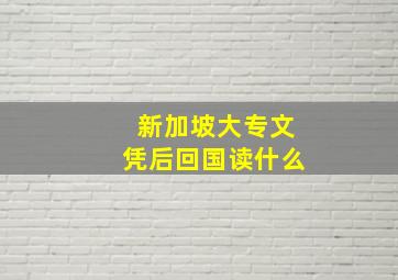 新加坡大专文凭后回国读什么