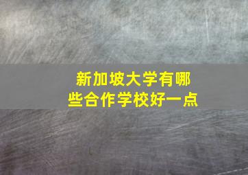 新加坡大学有哪些合作学校好一点