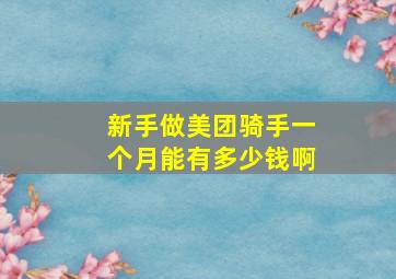 新手做美团骑手一个月能有多少钱啊