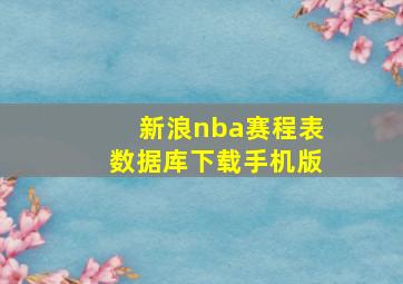 新浪nba赛程表数据库下载手机版