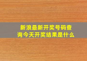 新浪最新开奖号码查询今天开奖结果是什么