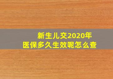 新生儿交2020年医保多久生效呢怎么查