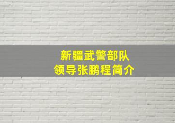 新疆武警部队领导张鹏程简介