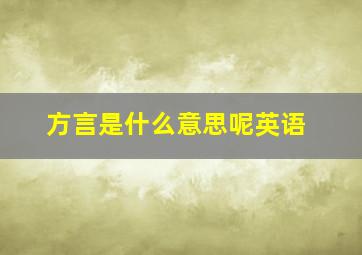 方言是什么意思呢英语