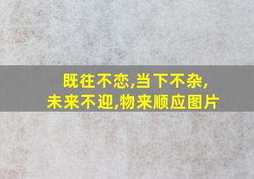 既往不恋,当下不杂,未来不迎,物来顺应图片