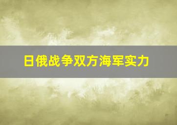 日俄战争双方海军实力