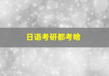 日语考研都考啥