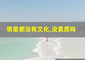 明星都没有文化,没素质吗