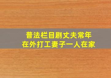 普法栏目剧丈夫常年在外打工妻子一人在家