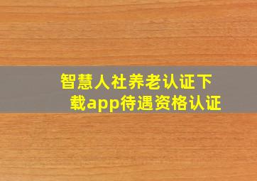 智慧人社养老认证下载app待遇资格认证