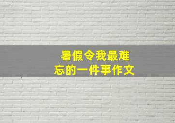 暑假令我最难忘的一件事作文