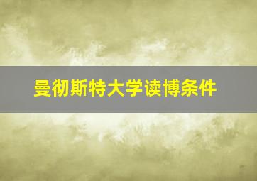 曼彻斯特大学读博条件