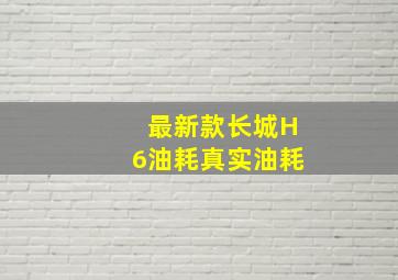 最新款长城H6油耗真实油耗