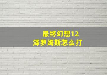 最终幻想12泽罗姆斯怎么打