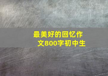 最美好的回忆作文800字初中生