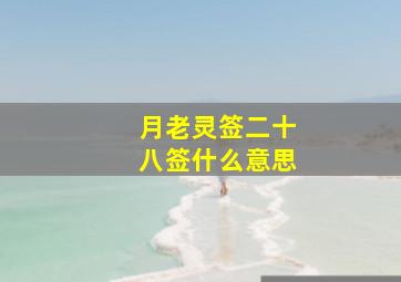 月老灵签二十八签什么意思