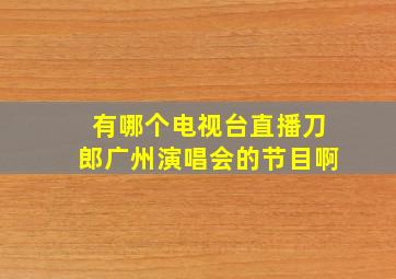 有哪个电视台直播刀郎广州演唱会的节目啊