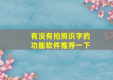 有没有拍照识字的功能软件推荐一下